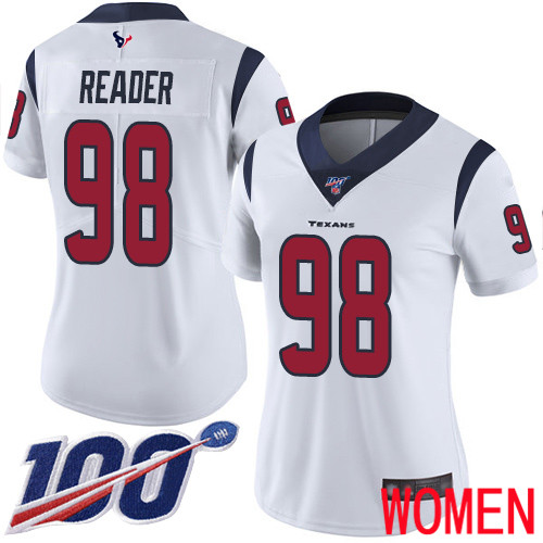 Houston Texans Limited White Women D J  Reader Road Jersey NFL Football #98 100th Season Vapor Untouchable